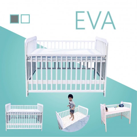 EVA 下拉式書桌嬰兒床-白、灰